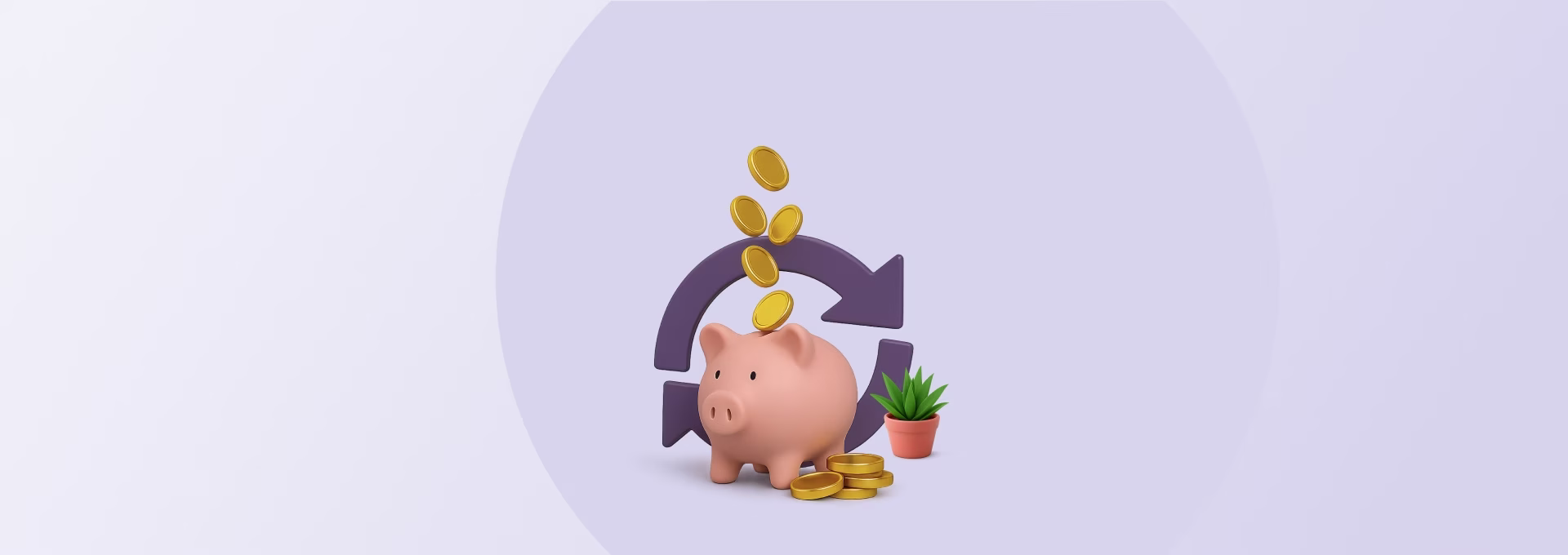 Копилка с монетами и круговая стрелка – символ перекредитования и порядка в финансах.